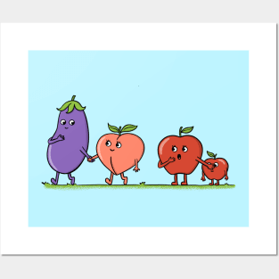 Emojis eggplant and peach Posters and Art